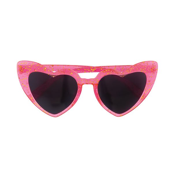 Heart Shaped Novelty Glass - Pink & Gold Glitter - The Party Marketplace