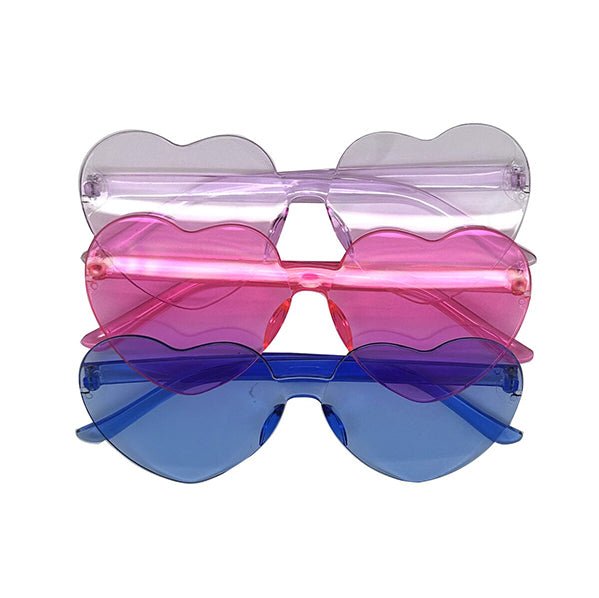 Heart Shaped Novelty Glasses - Blue, Pink & Lilac (Pack of 3) - The Party Marketplace