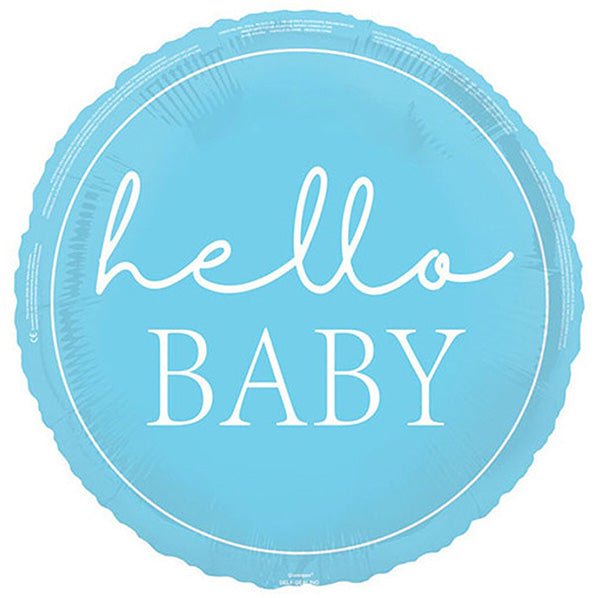 "Hello Baby" Blue Foil Balloon 45cm - The Party Marketplace