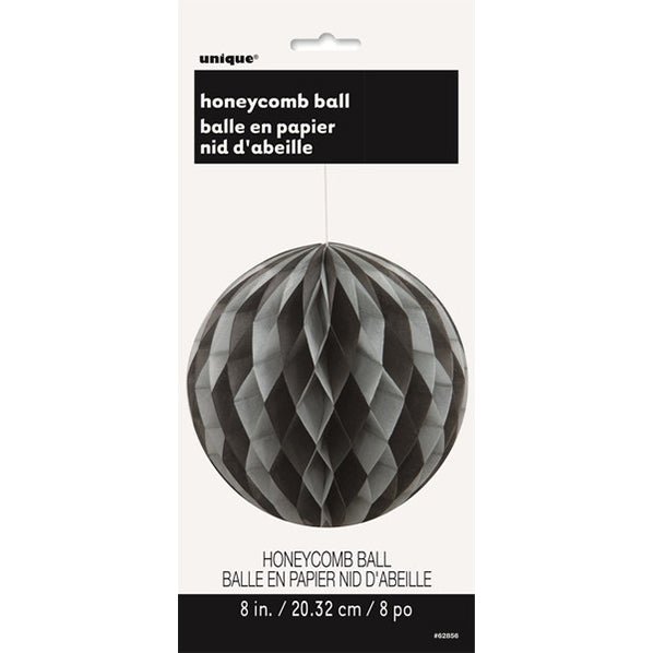 Honeycomb Ball - Black & Silver 20cm - The Party Marketplace
