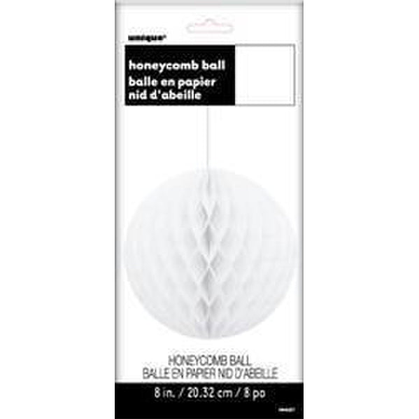 Honeycomb Ball - Bright White 20cm - The Party Marketplace