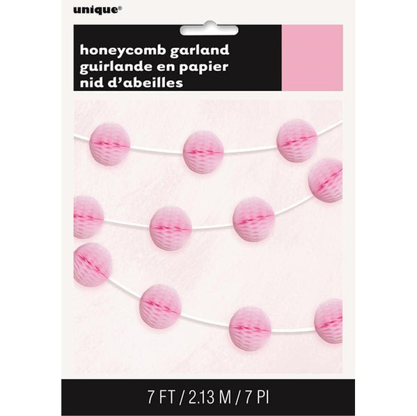 Honeycomb Ball Garland - Lovely Pink (2.13m) - The Party Marketplace