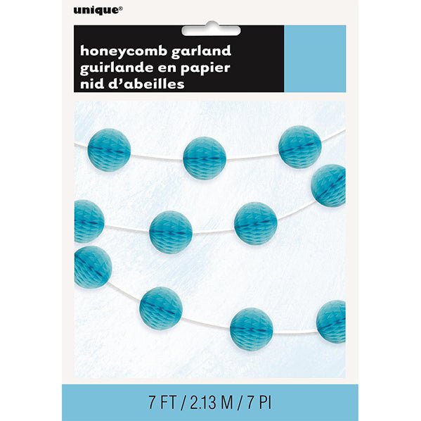 Honeycomb Ball Garland - Powder Blue (2.13m) - The Party Marketplace