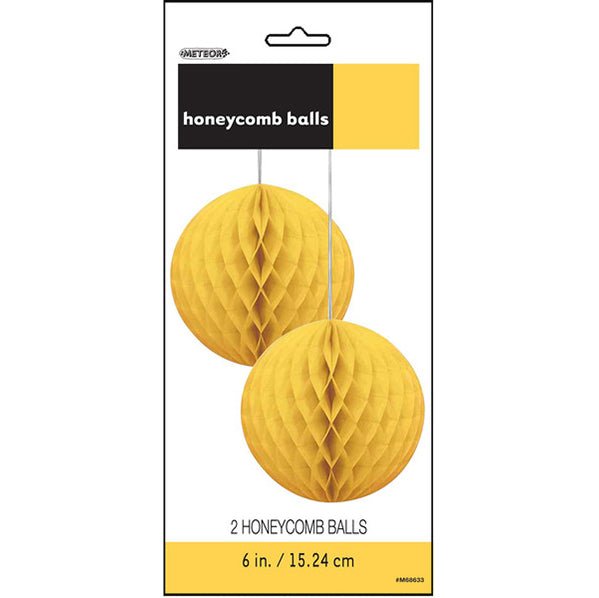 Honeycomb Balls - Sunflower Yellow 15cm (Pack of 2) - The Party Marketplace