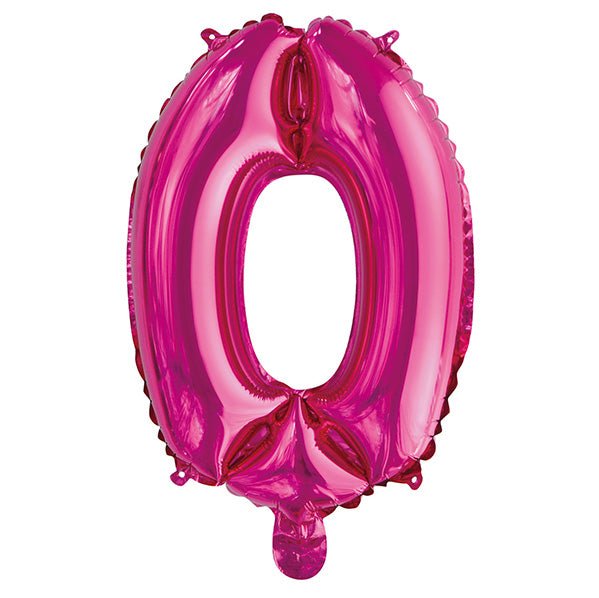 Hot Pink "0" Numeral Foil Balloon (35cm) - The Party Marketplace