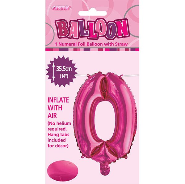 Hot Pink "0" Numeral Foil Balloon (35cm) - The Party Marketplace