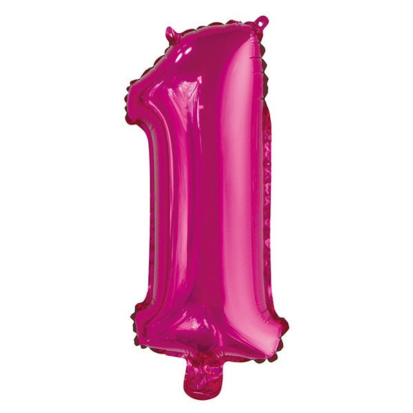 Hot Pink "1" Numeral Foil Balloon (35cm) - The Party Marketplace