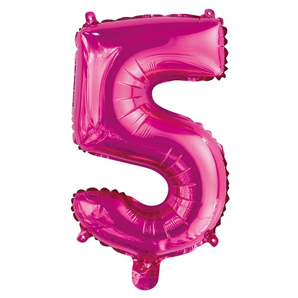 Hot Pink "5" Numeral Foil Balloon (35cm) - The Party Marketplace