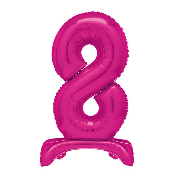 Hot Pink "8" Giant Standing Numeral Foil Balloon (76cm) - The Party Marketplace