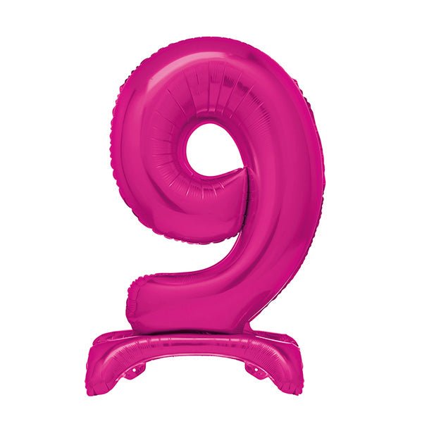 Hot Pink "9" Giant Standing Numeral Foil Balloon (76cm) - The Party Marketplace