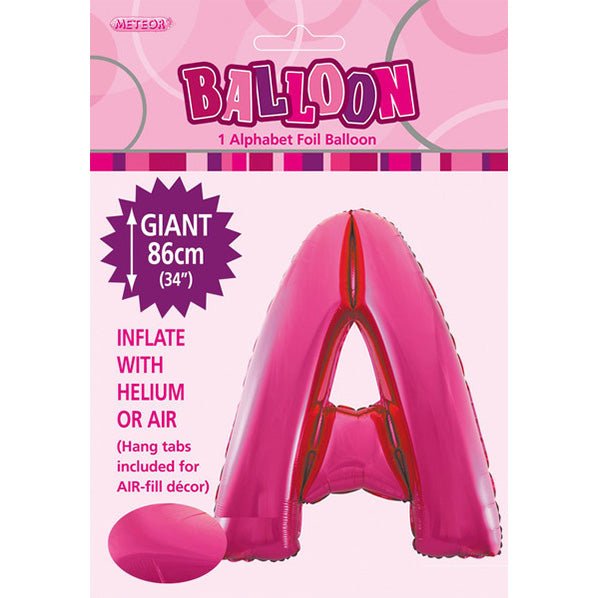 Hot Pink "A" Letter Foil Balloon (86cm) - The Party Marketplace