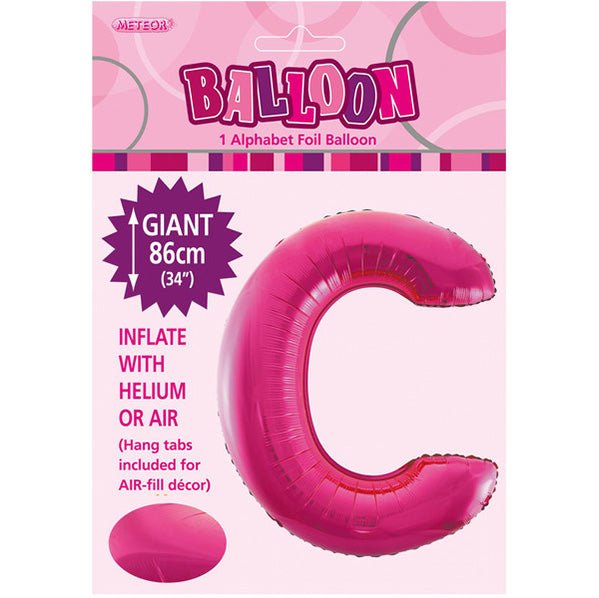 Hot Pink "C" Letter Foil Balloon (86cm) - The Party Marketplace