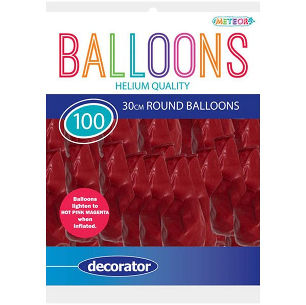 Hot Pink Decorator Balloons 30cm (Pack of 100) - The Party Marketplace