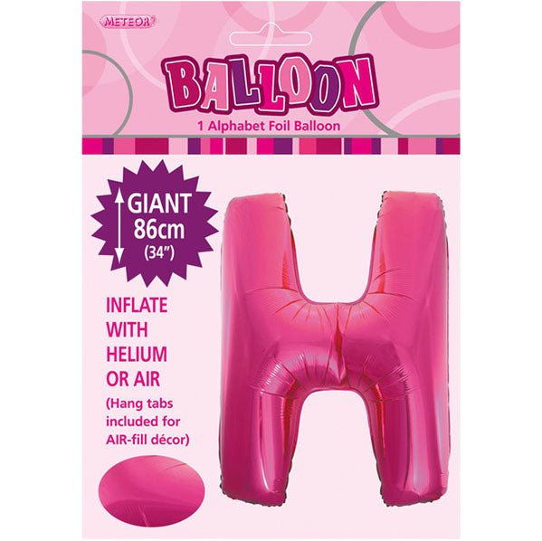 Hot Pink "H" Letter Foil Balloon (86cm) - The Party Marketplace
