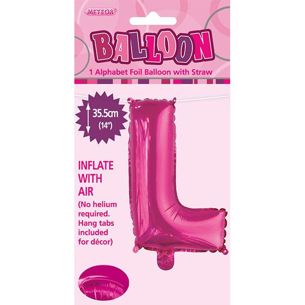 Hot Pink "L" Letter Foil Balloon (35cm) - The Party Marketplace