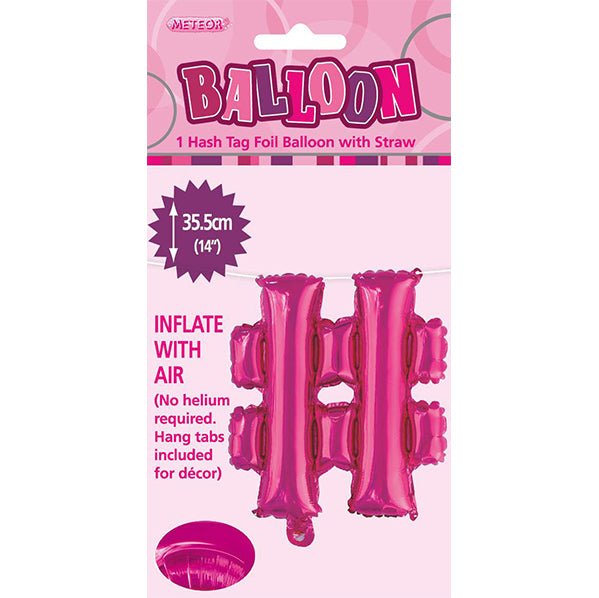 Hot Pink "#" Letter Foil Balloon (35cm) - The Party Marketplace