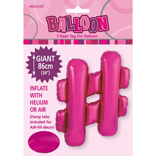 Hot Pink "#" Letter Foil Balloon (86cm) - The Party Marketplace