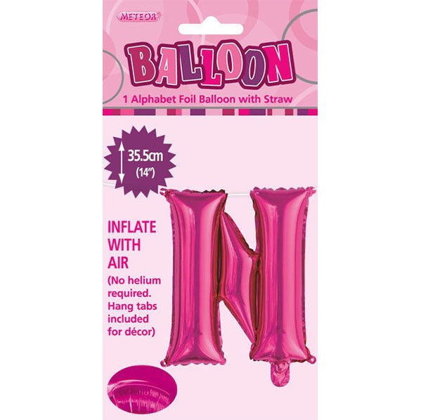 Hot Pink "N" Letter Foil Balloon (35cm) - The Party Marketplace