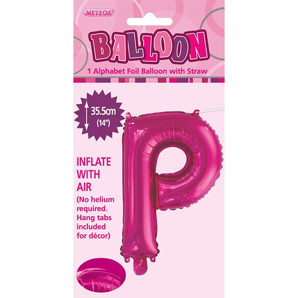 Hot Pink "P" Letter Foil Balloon (35cm) - The Party Marketplace
