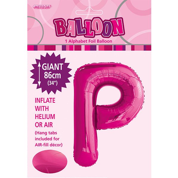 Hot Pink "P" Letter Foil Balloon (86cm) - The Party Marketplace