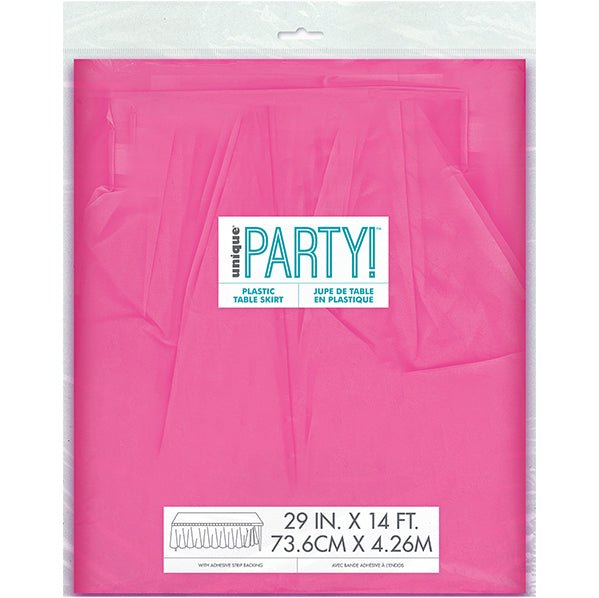 Hot Pink Plastic Tableskirt 73cm x 4.3m - The Party Marketplace