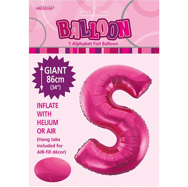 Hot Pink "S" Letter Foil Balloon (86cm) - The Party Marketplace