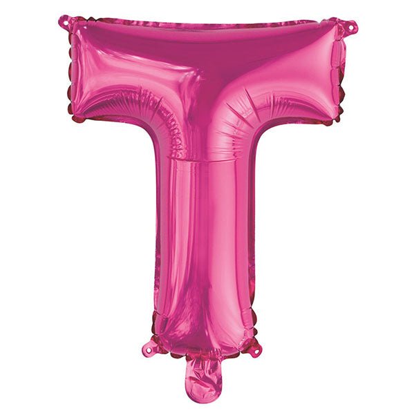 Hot Pink "T" Letter Foil Balloon (35cm) - The Party Marketplace