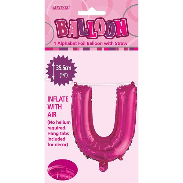 Hot Pink "U" Letter Foil Balloon (35cm) - The Party Marketplace