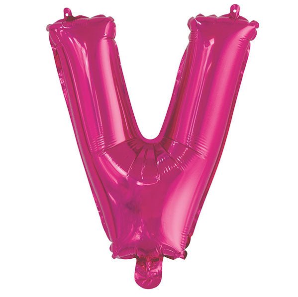 Hot Pink "V" Letter Foil Balloon (35cm) - The Party Marketplace
