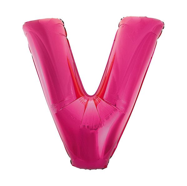 Hot Pink "V" Letter Foil Balloon (86cm) - The Party Marketplace