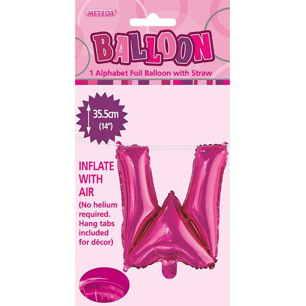 Hot Pink "W" Letter Foil Balloon (35cm) - The Party Marketplace