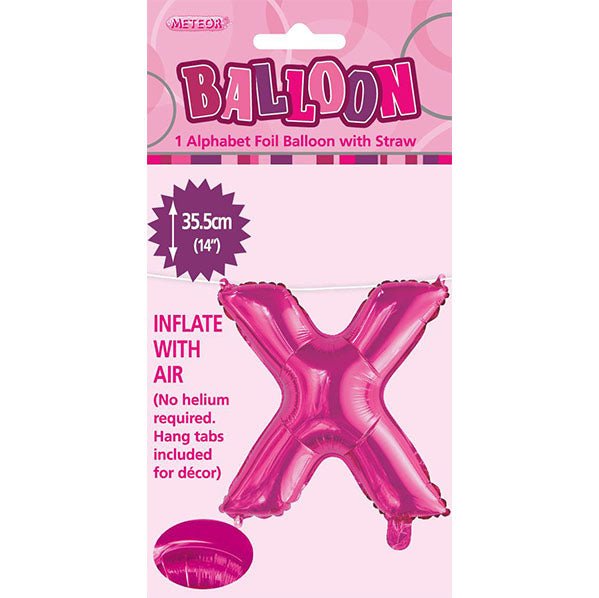Hot Pink "X" Letter Foil Balloon (35cm) - The Party Marketplace