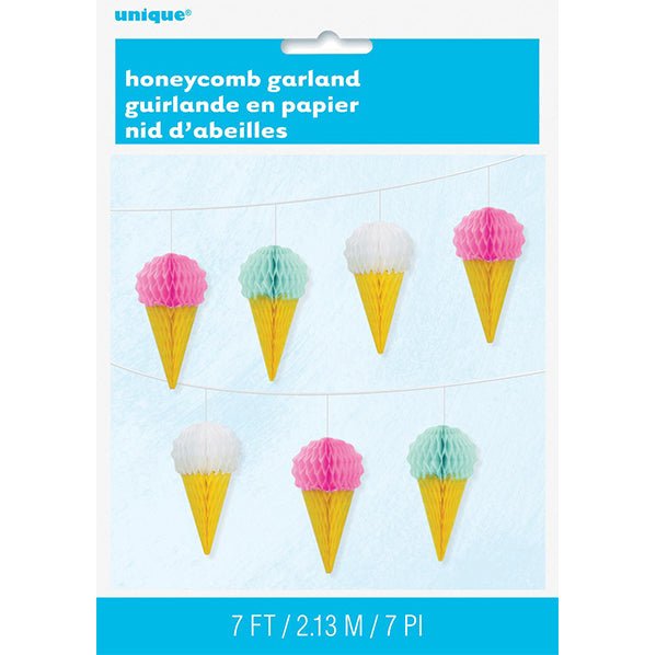 Ice Cream Honeycomb Paper Garland (2.13m) - The Party Marketplace