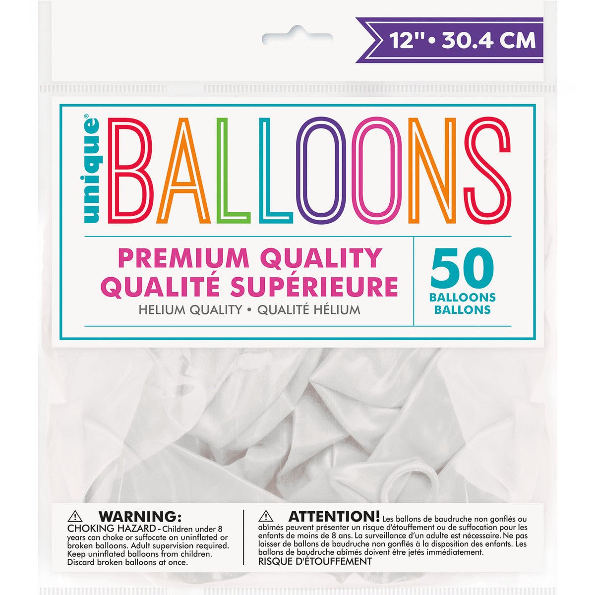 Iridescent White Pearl Premium Balloons 30cm (Pack of 50) - The Party Marketplace