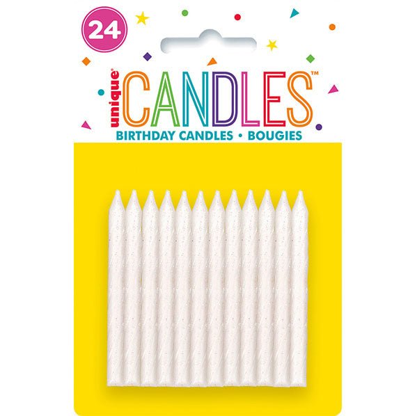 Iridescent With Glitter Spiral Candles (Pack of 24) - The Party Marketplace