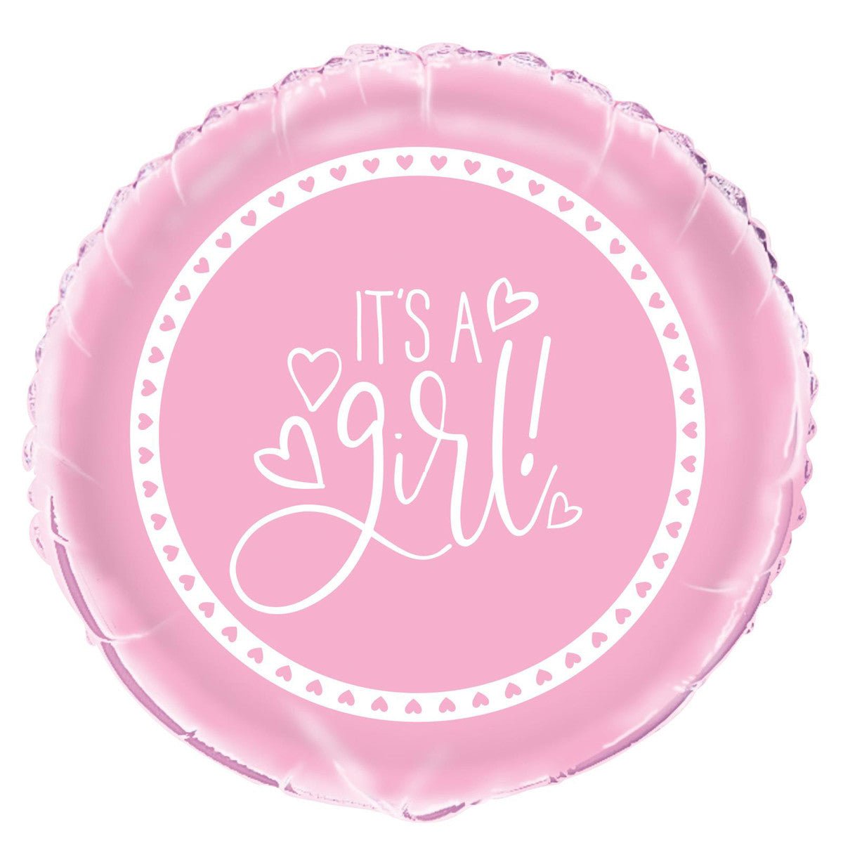 "It's A Girl" Baby Shower Pink Hearts Foil Balloon 45cm - The Party Marketplace