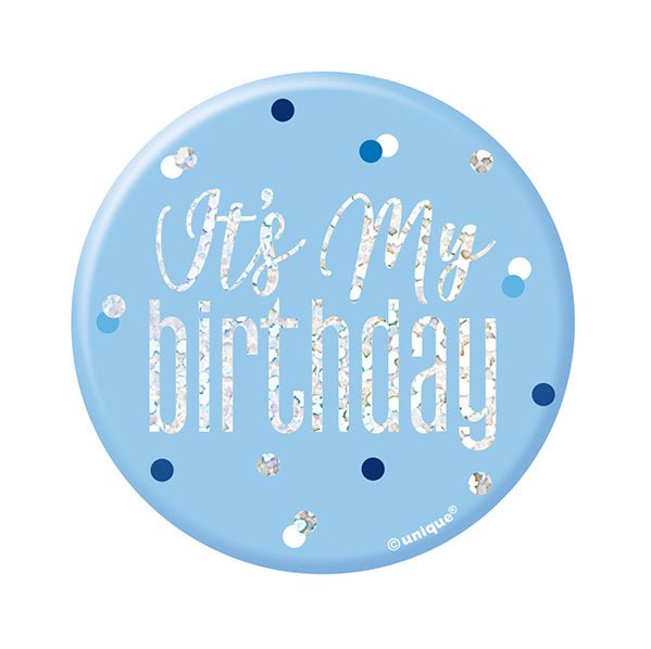 "It's My Birthday" Badge - Glitz Blue - The Party Marketplace