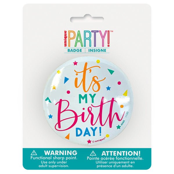 "It's My Birthday" Confetti Badge - The Party Marketplace