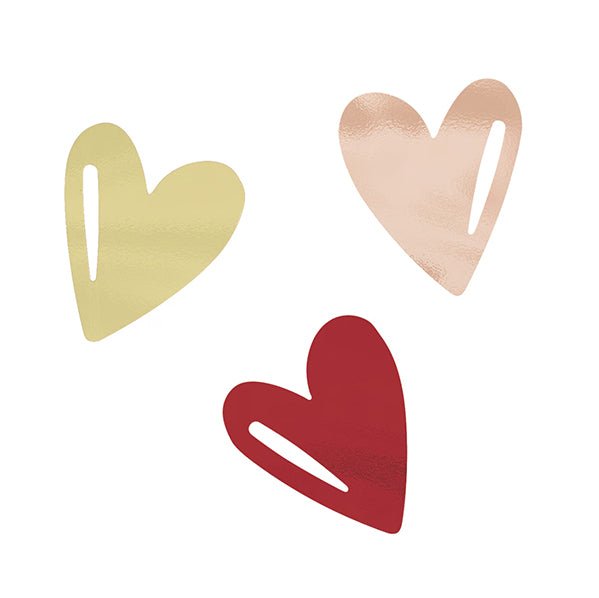Jumbo Hearts Foil Confetti - Red, Rose Gold & Gold (14g) - The Party Marketplace