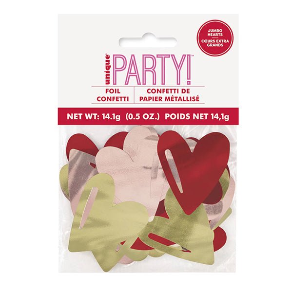 Jumbo Hearts Foil Confetti - Red, Rose Gold & Gold (14g) - The Party Marketplace