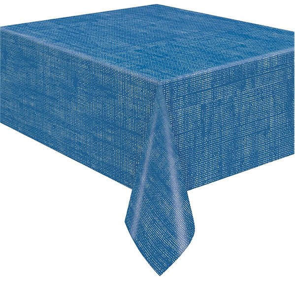 Lapis Blue Flannel Backing Plastic Tablecover 137cm x 213cm - The Party Marketplace