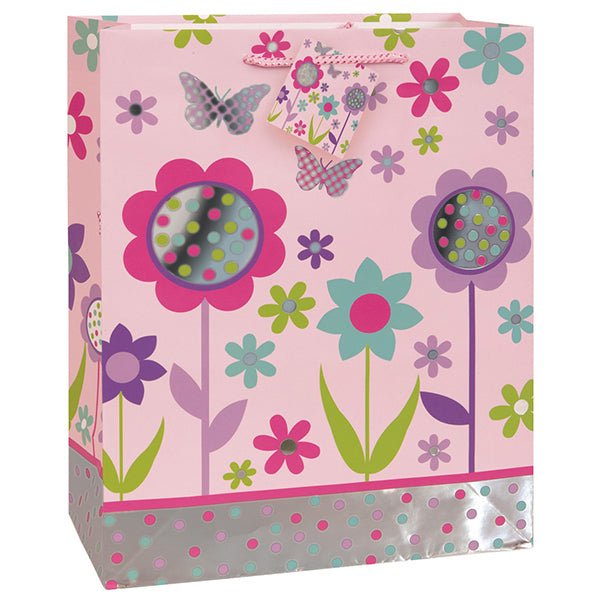 Large Gift Bag - Garden Dots Foil - The Party Marketplace