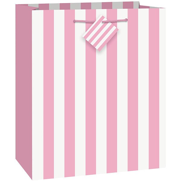 Large Gift Bag - Lovely Pink Stripes - The Party Marketplace