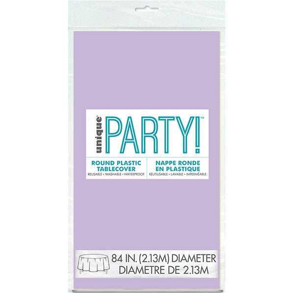 Lavender Round Plastic Tablecover 213cm - The Party Marketplace