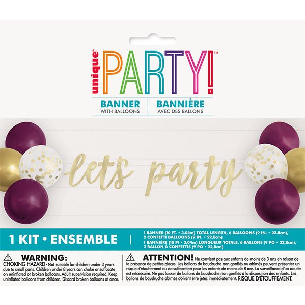 "Let's Party" Foil Letter Balloon Banner Kit - The Party Marketplace