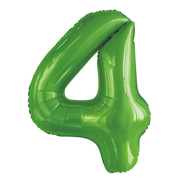 Lime Green "4" Numeral Foil Balloon (86cm) - The Party Marketplace