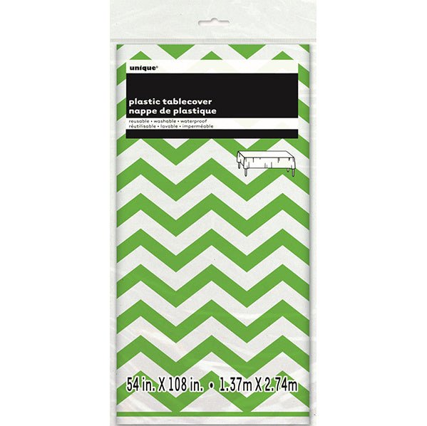 Lime Green Chevron Printed Tablecover 137cm x 274cm - The Party Marketplace