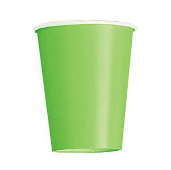 Lime Green Paper Cups 270ml (Pack of 14) - The Party Marketplace