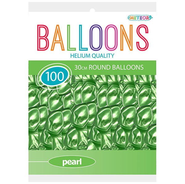 Lime Green Pearl Balloons 30cm (Pack of 100) - The Party Marketplace