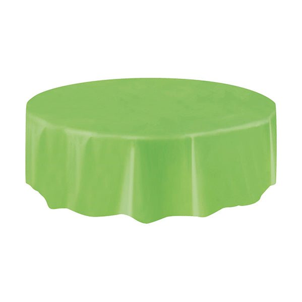 Lime Green Round Plastic Tablecover 213cm - The Party Marketplace